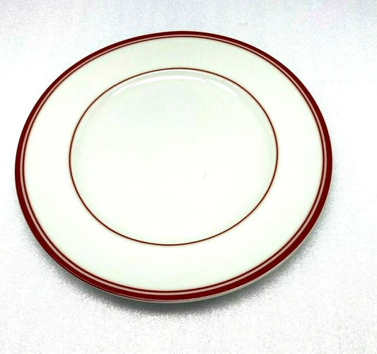 Amazon Basics White Dinnerware Collection Red Stripe Ceramic