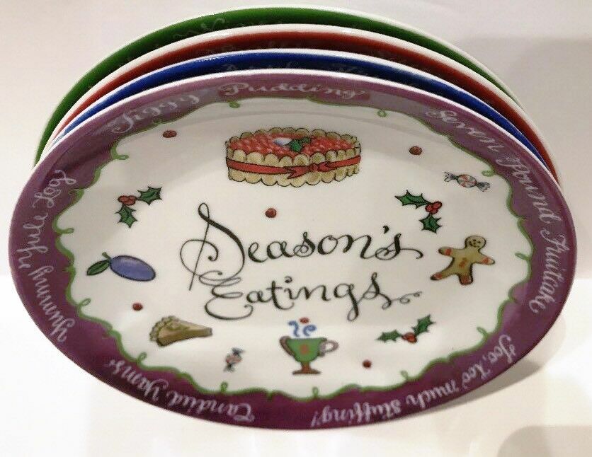 JILL SEALE 4 Dessert Plates Season's Eatings Collection Boston Warehouse 2004