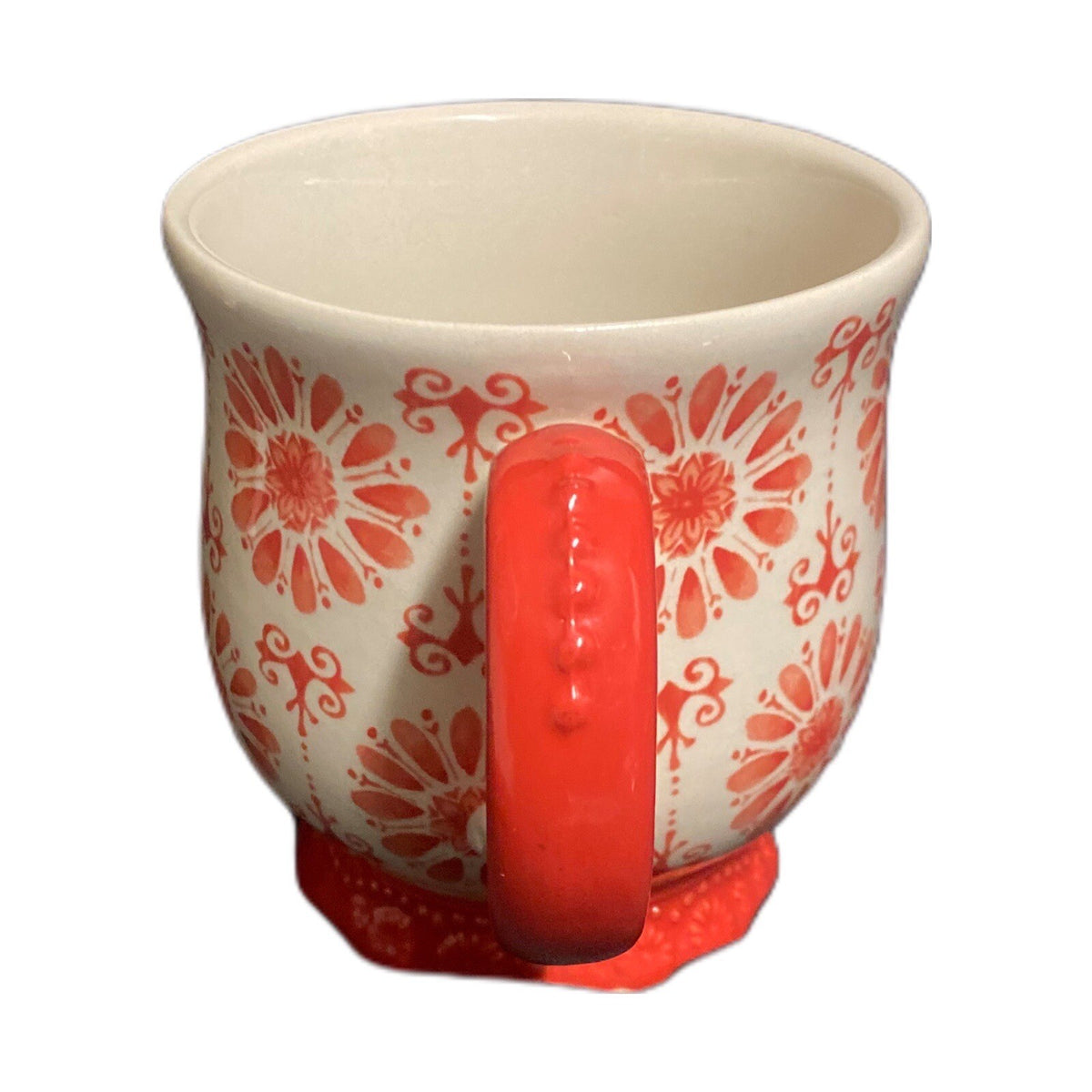 Pioneer Woman FLORAL BURST 1-Footed Cup Stoneware Coffee Mug Orange Flower 19 oz