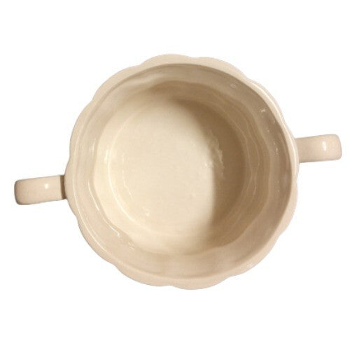 Gibson Designs ROSELAND 6-Soup Mugs 4 5/8" D Pink Roses Pink Trim Tan Cereal Cup