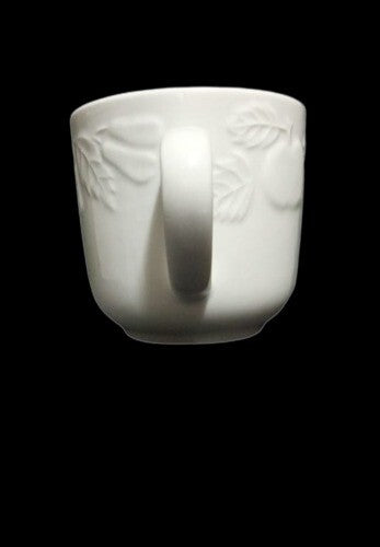Gibson Designs FRUIT 4 Cups & 4 Saucers 8 oz Embossed Fruit, White Dinnerware