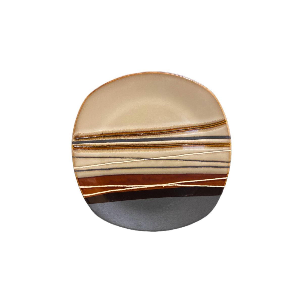 Better Homes & Gardens 3- Dinner Plates BAZAAR BROWN 11" D Stripes