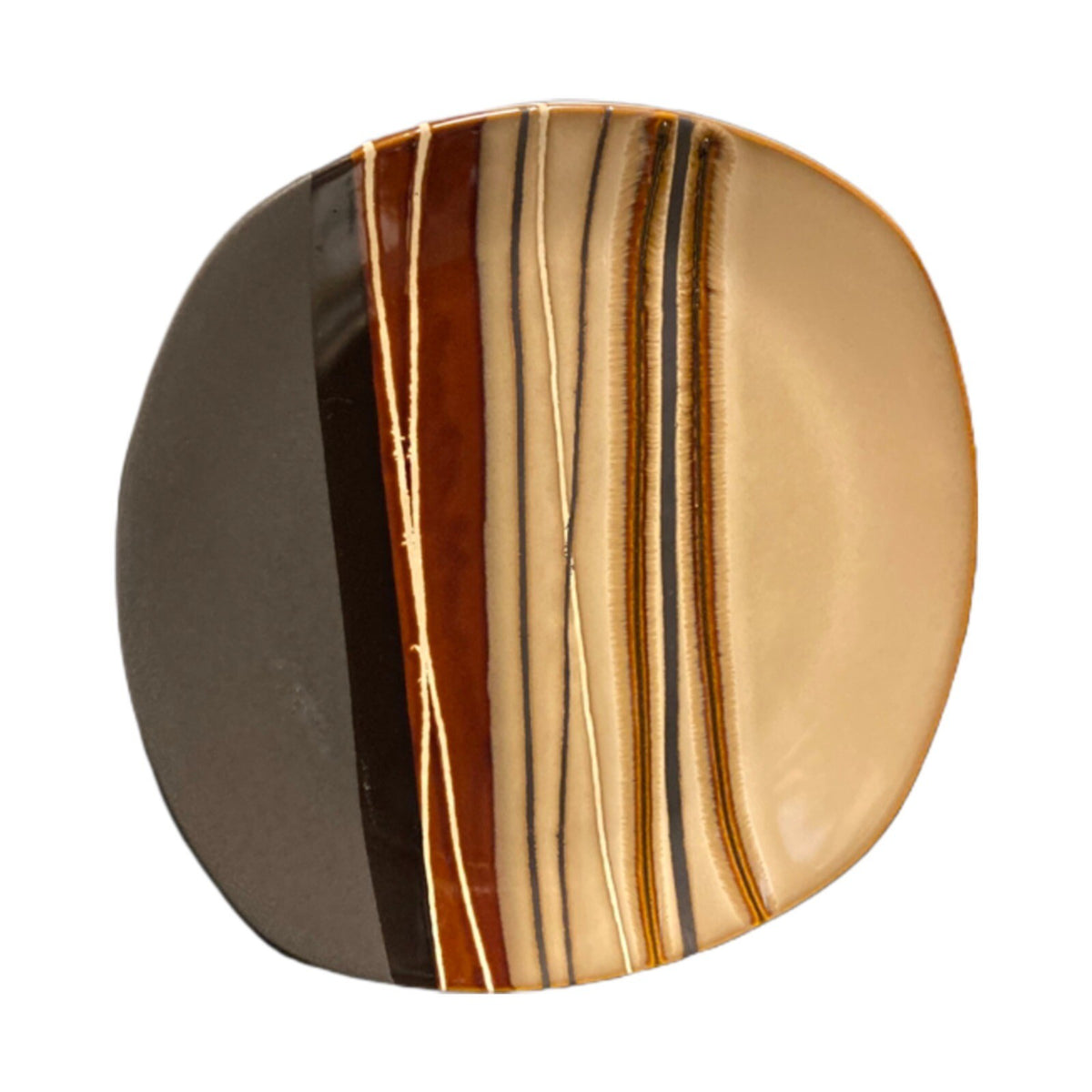 Home Trends BAZAAR BROWN 5-Dinner Plates Square 10 3/4" D Stripes Stoneware