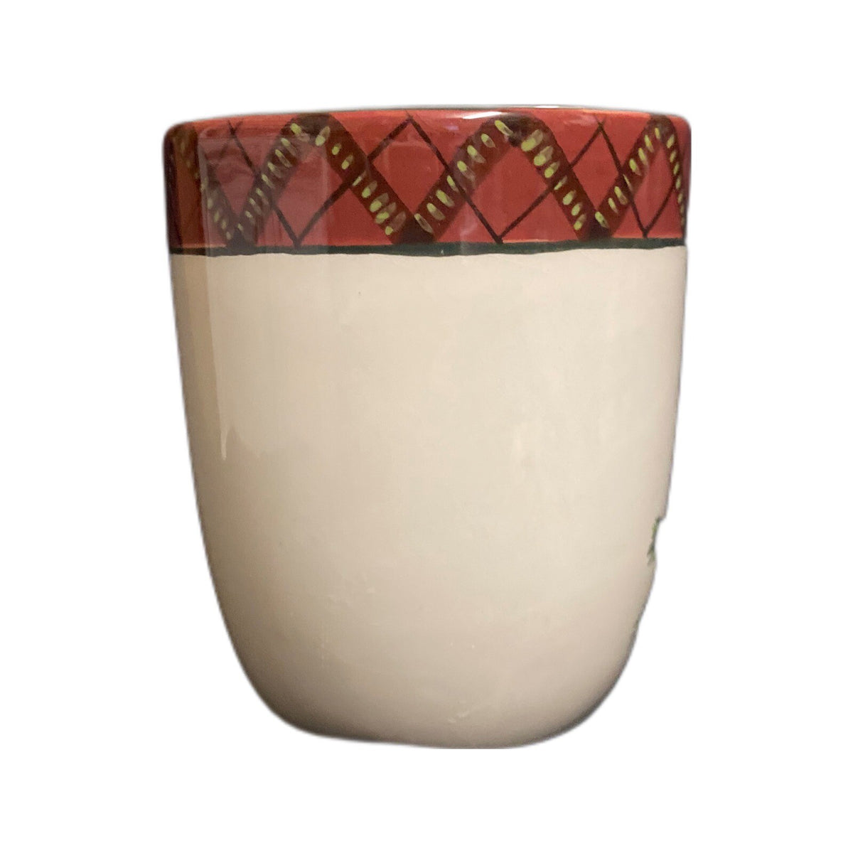 Sakura Holiday Greens 4-Mugs Red Green Plaid Border Coffee Tea  Stoneware Cup