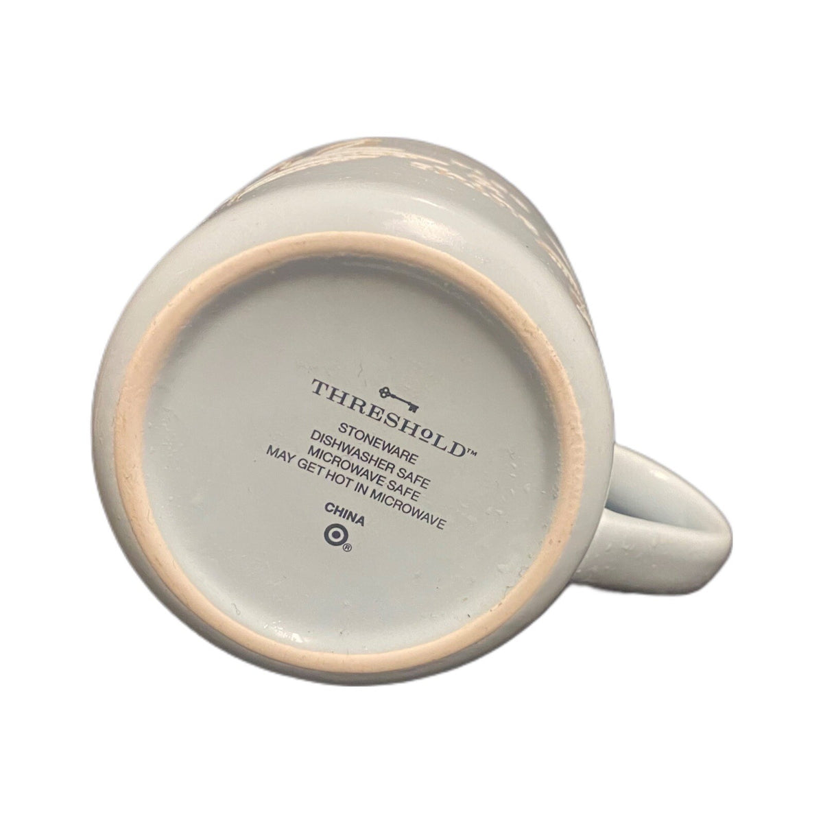 Threshold Blue Mug RISE & SHINE Embossed Leaves Coffee Tea Stoneware Cup 14 oz