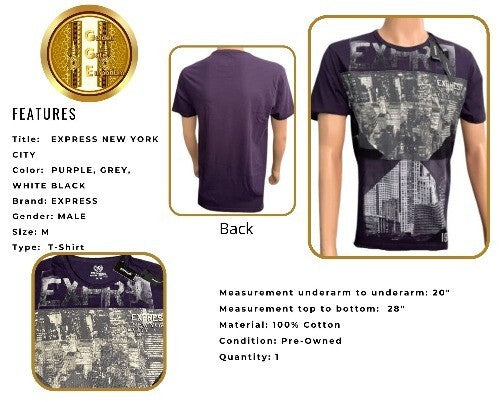 T-Shirt Express New York City Black Crew Neck Men