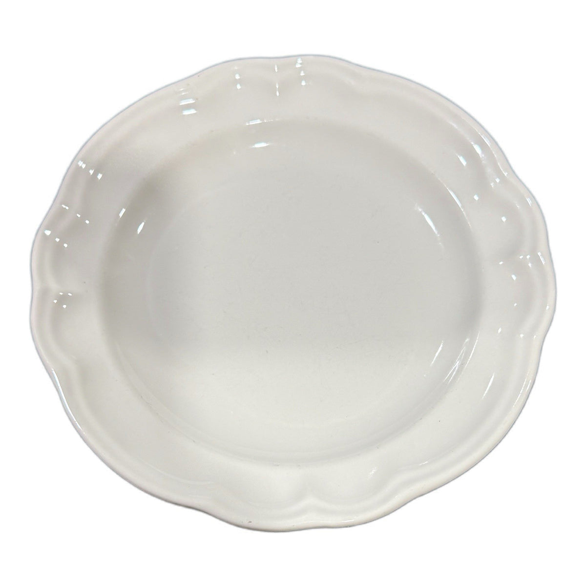 Pfaltzgraff Heirloom White 7.5” Salad Plate Scalloped Vintage Stoneware Dessert
