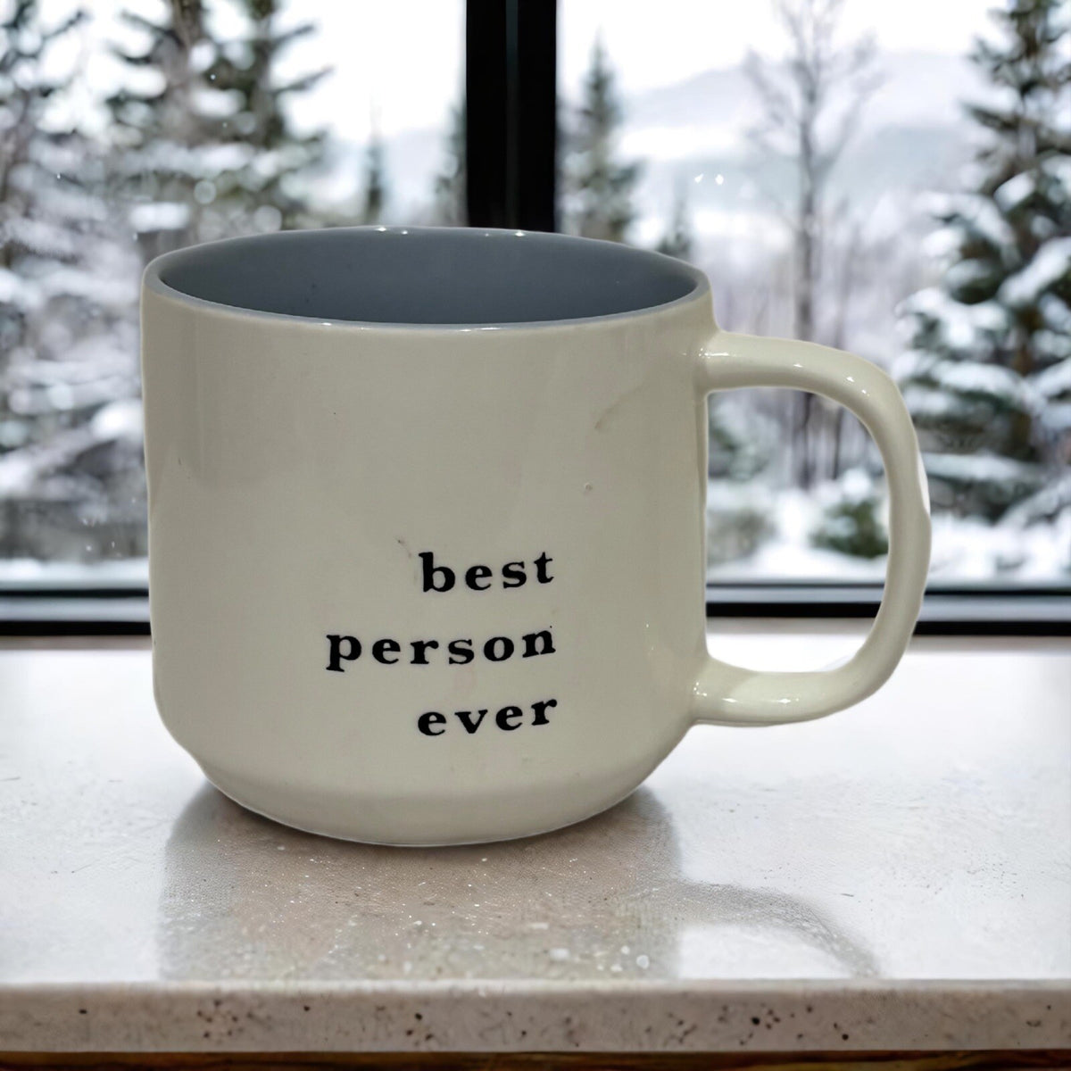 Threshold Mug BEST PERSON EVER Coffee Tea Cup Target Stoneware 16 oz White Blue