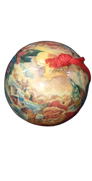 6-Vintage Santa Claus Papier Mache Medium Holiday Christmas Tree Ball Ornaments