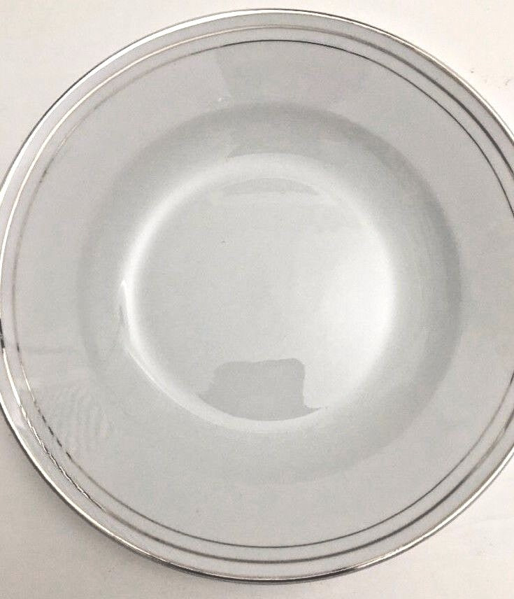 Compton Fine China 4-Coupe Soup Bowls 7 7/8" D Pasta Dish Triple Platinum Rings