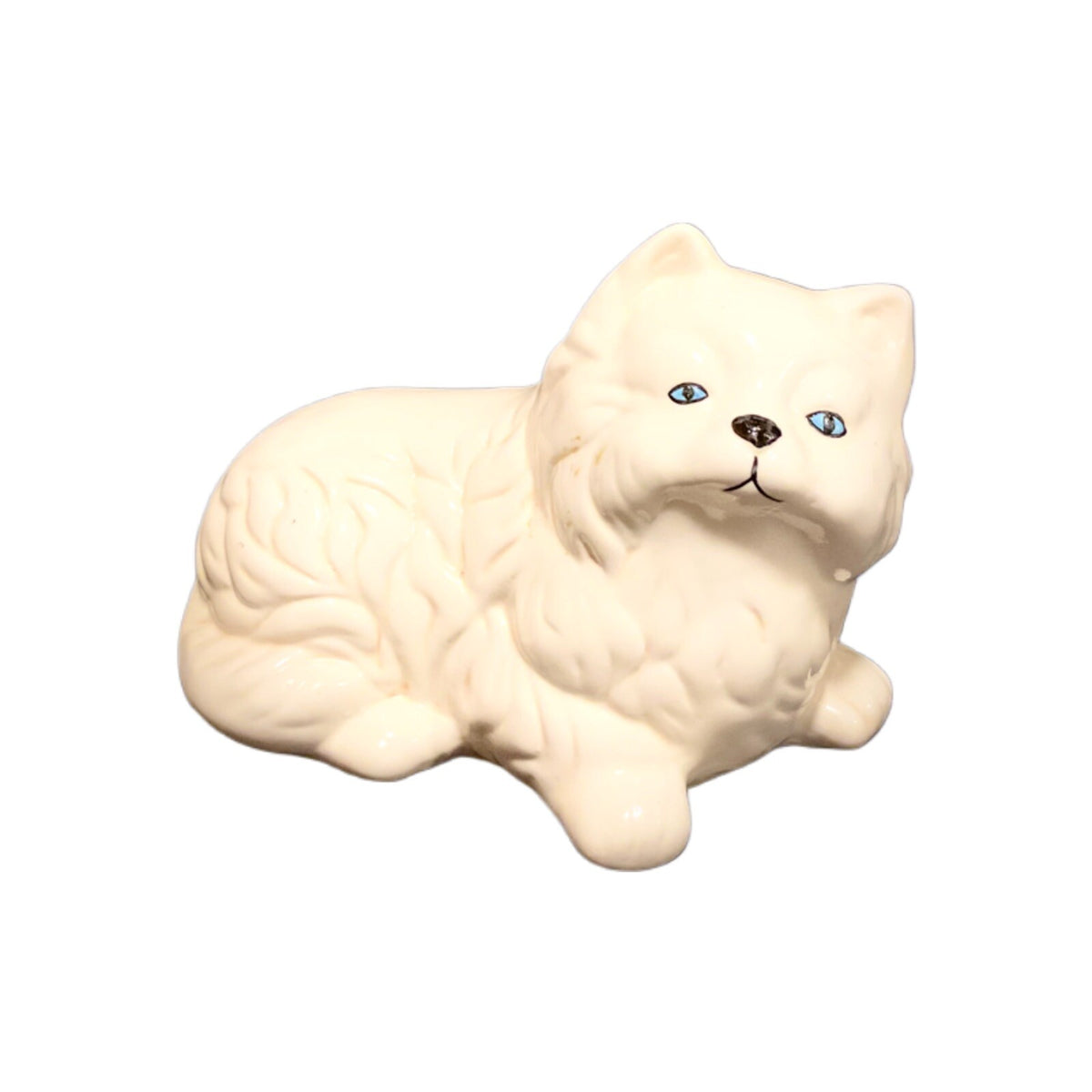 Vintage Persian Cats Long Hair Blue Eyes Set of 2 White Ceramic Figurines