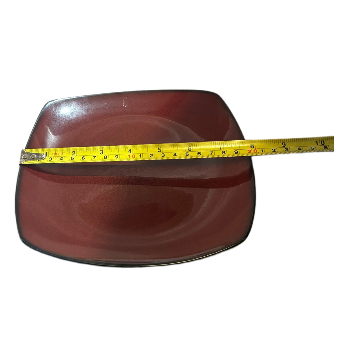 Simple Dining 4-Salad Plates Burgundy Square Shaped Dessert Dinnerware Stoneware