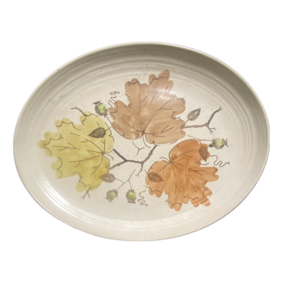 Vintage Metlox Poppytrail Oval Serving Platter Woodland Gold Oak Leaves Vernon