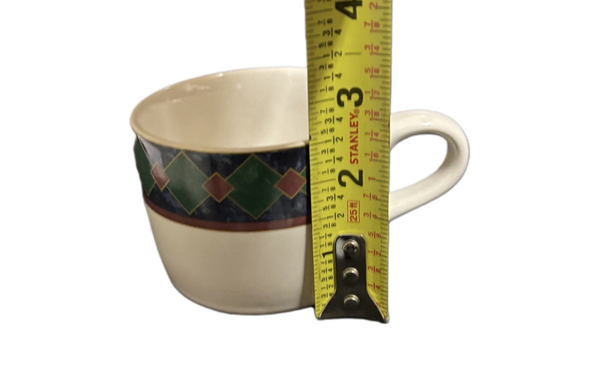 Pfaltzgraff AMALFI Classic 4-Cups 4-Saucers Tea Coffee Ceramic Geometric Design