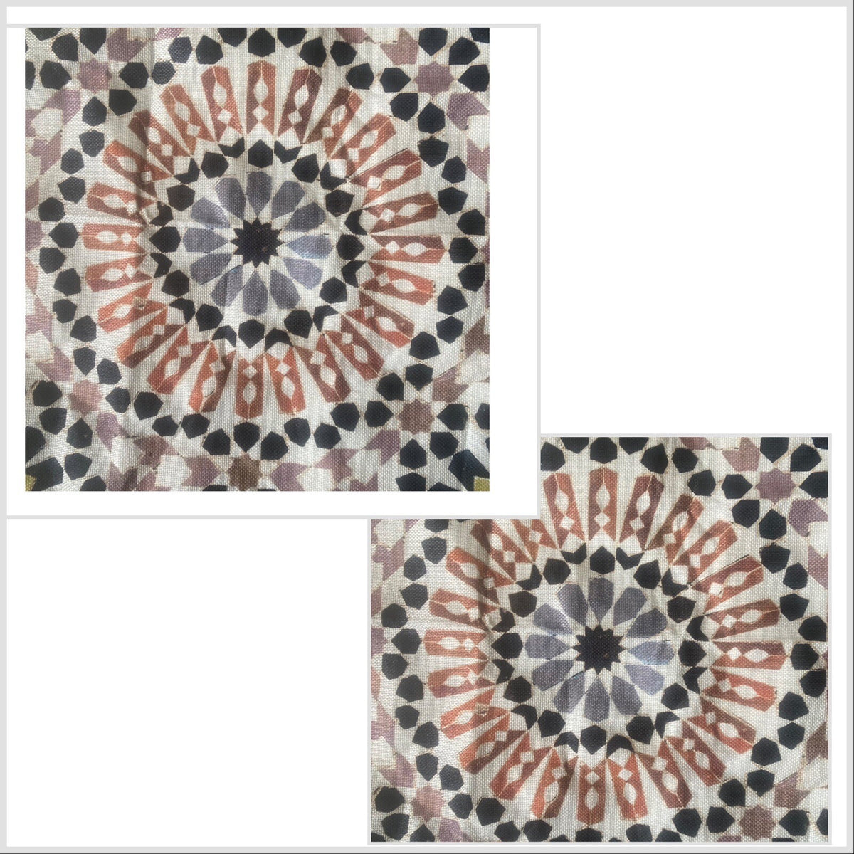 2-Pc Moroccan Mandala Geometric Cushion Covers Boho Linen Blend 17x17 Neutral