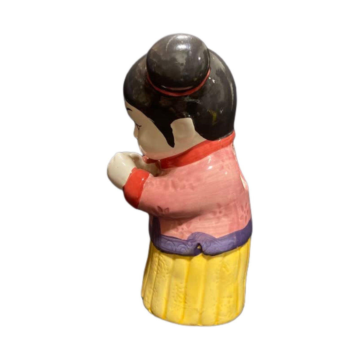 Tiki Figural Ceramic Statue Traditional Chinese Girl Holder Planter Vase Incence