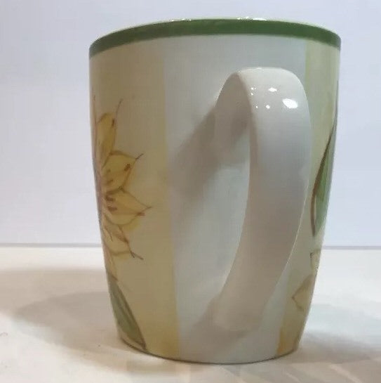 Gibson Designs 4-Mugs SUNFLOWERS Yellow Floral Ceramic Coffee Tea White Cup