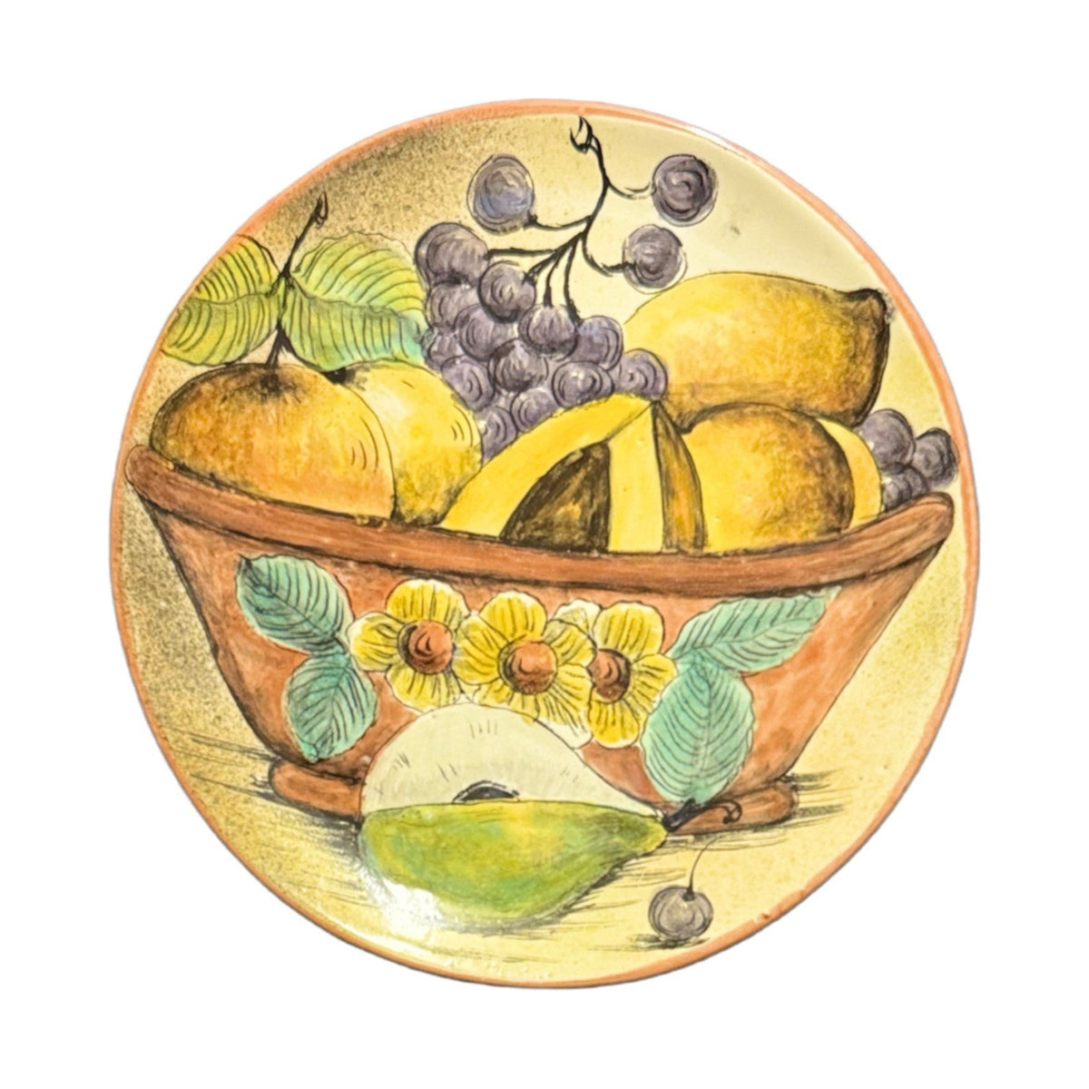 11” Mayolyca Sta Rosa Wall Plate Fruit Bowl Art Guanajuato Mexico Hand Painted