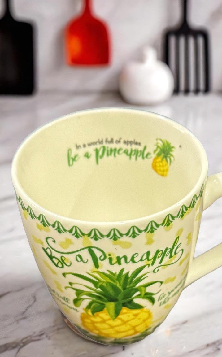 Unique Divinity Pineapple Mug – Be a Pineapple Quote – Tropical Ceramic Cup