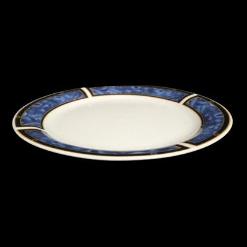 Vintage Gibson Designs ROYAL DUCHES BLUE 4-Salad Plates 7” Blue Marbled Border