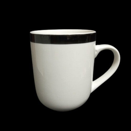 Gibson Designs BASIC LIVING III BLACK 4-Mug 8 Oz Black Band Coffee Tea Ceramic