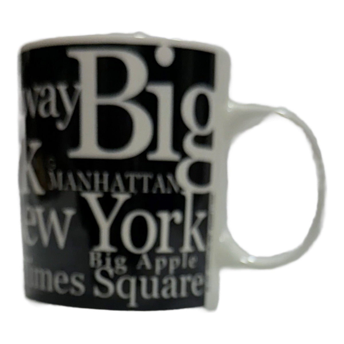 Jay Joshua NY New York Typography Mug Black White NYC Broadway Statue of Liberty
