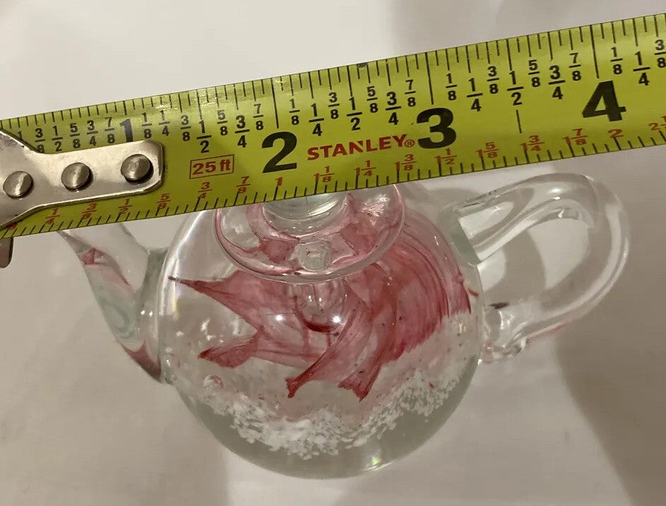Vintage Dynasty Gallery Heirloom Collectible Paperweight Teapot Blown Art Glass