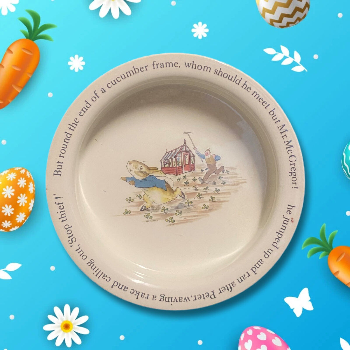Vintage WEDGWOOD Bowl Beatrix Potter Peter Rabbit Porridge England Kids Dish