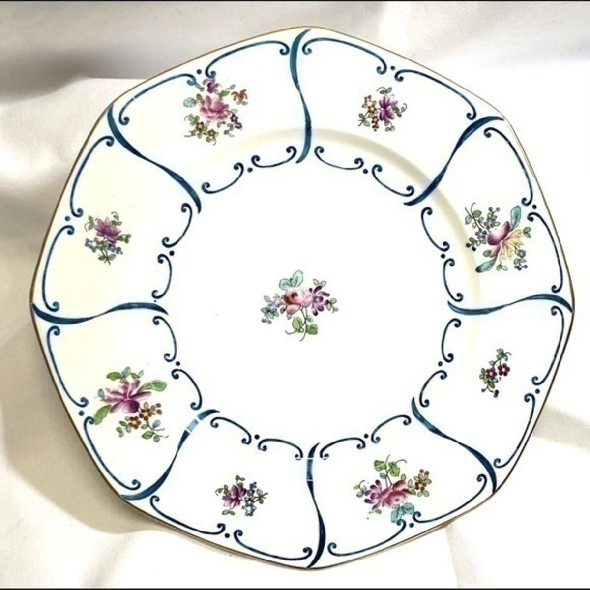 Rare BAILEY BANKS & BIDDLE 5-Dinner Plates Octagonal England 23645A Floral