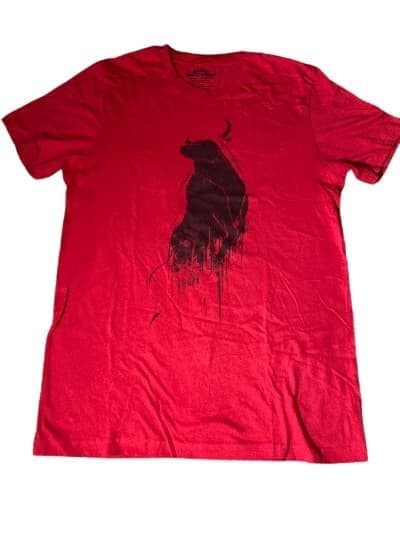 Threadless T-Shirt Revenge of the Toro Cotton Men Crew Neck Red MD.