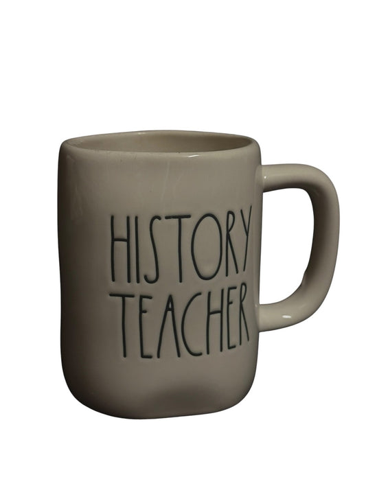 Rae Dunn HISTORY TEACHER Ceramic Coffee Mug White Black Lettering Teacher Gift