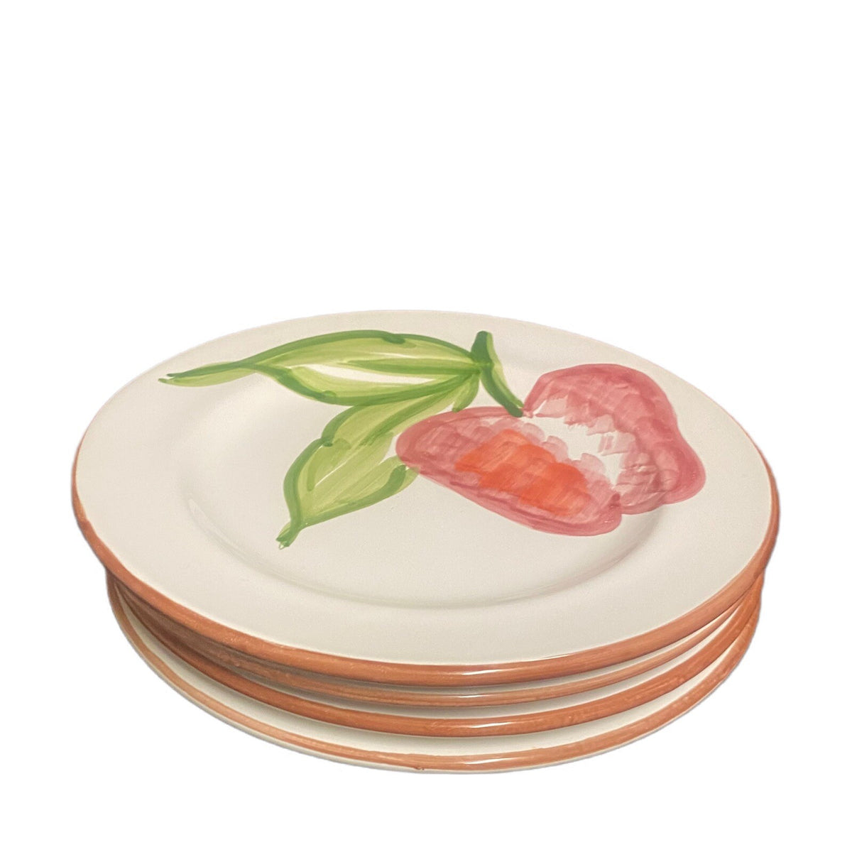 PRESENT TENSE 4-Dinner Plates ITALY Hand Painted Fruit Apple-Lemon-Grape-Pear