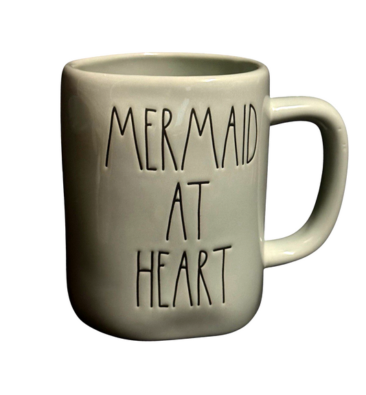 Rae Dunn MERMAID AT HEART Ceramic Coffee Mug White Farmhouse 16 oz