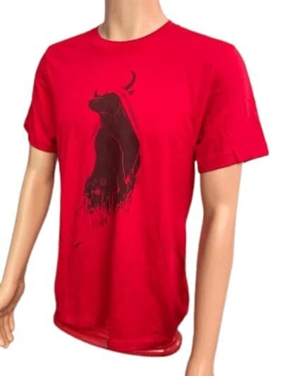 Threadless T-Shirt Revenge of the Toro Cotton Men Crew Neck Red MD.