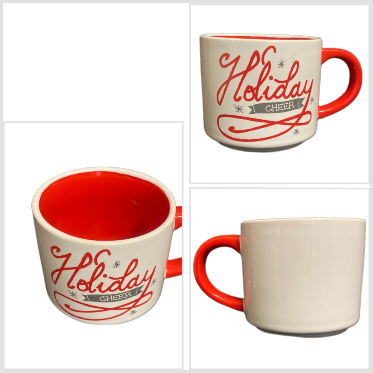 Threshold HOLIDAY CHEER Mug Stoneware Red White Coffee Tea Holiday Cup