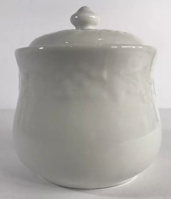 Gibson Designs Fruit Off Sugar Bowl & Lid  Embossed Fruits Ceramic