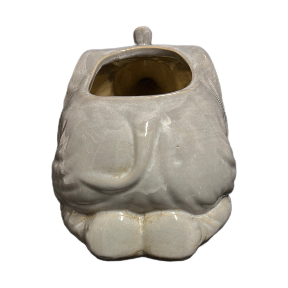2-Elephant Planter Vase Trunk Up Gray Ceramic Garden Patio Flower Pot Gardening