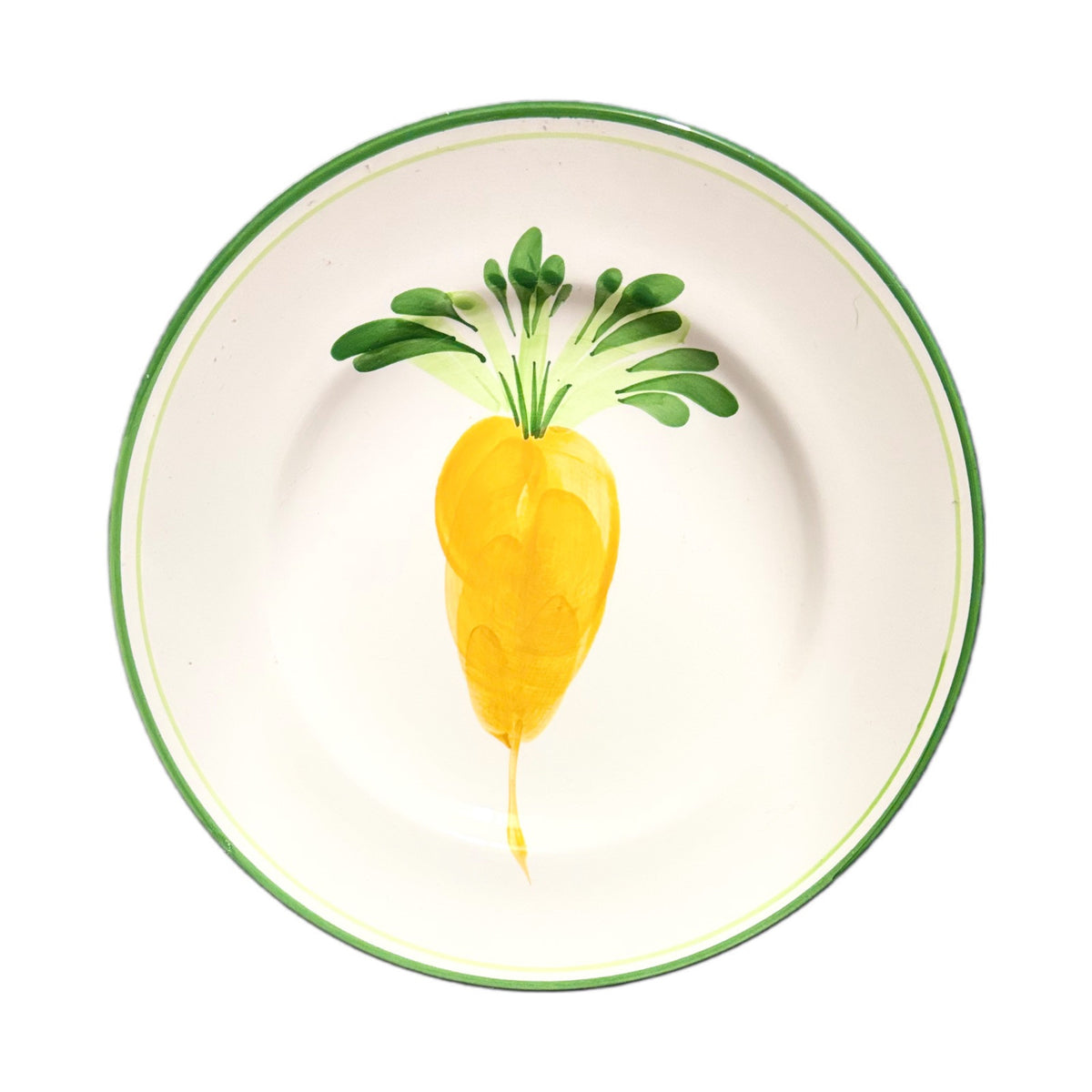 PIZZATO Italy 2-Dinner Plates Hand Painted Carrots Beet Ceramic White Green Trim