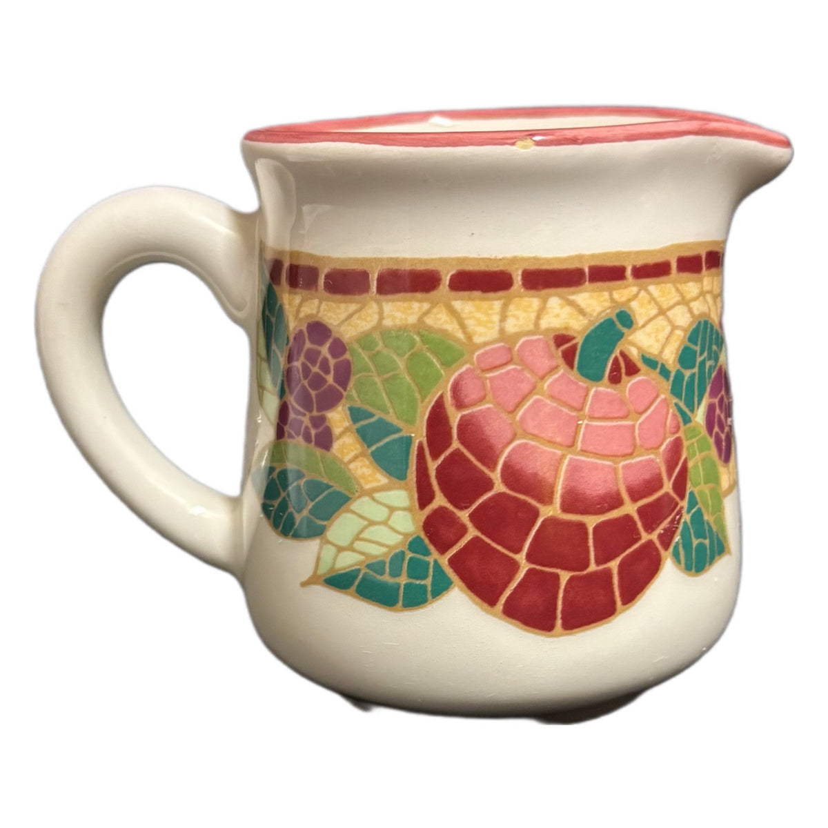 Pier 1 MOSAIC FRUIT Creamer Pitcher Italy Earthenware Milk Replacement Dish