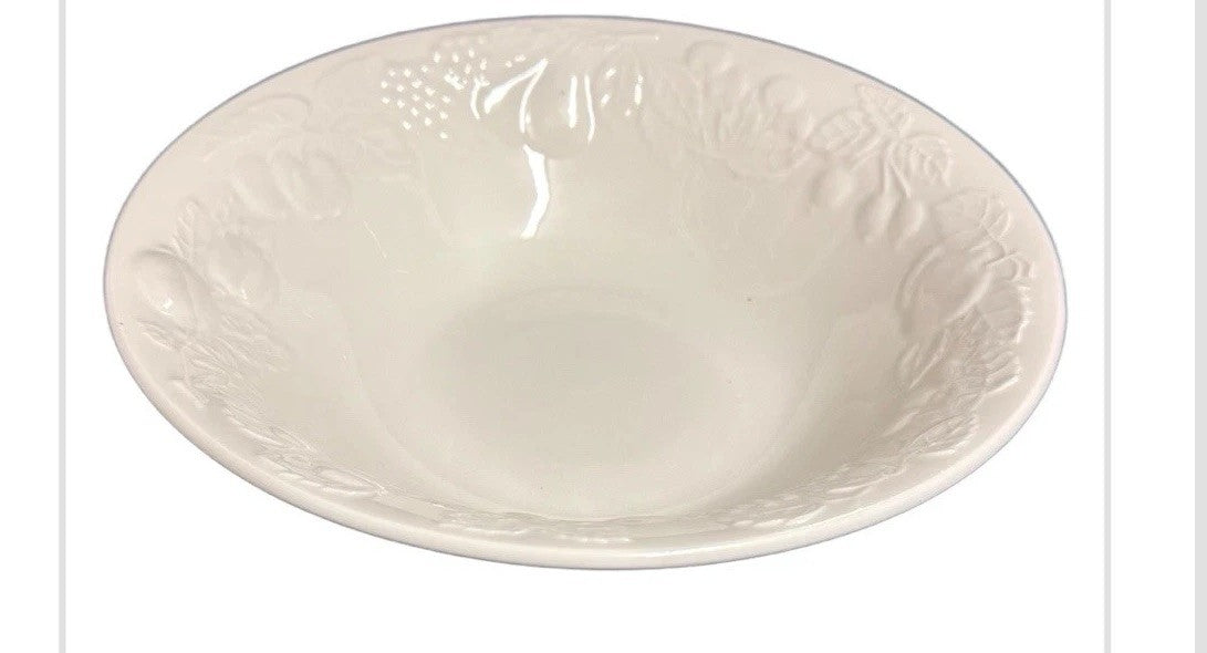 Gibson China Embossed Fruit Off- 10 1/8”D Ceramic Serving Bowl Vintage Dish