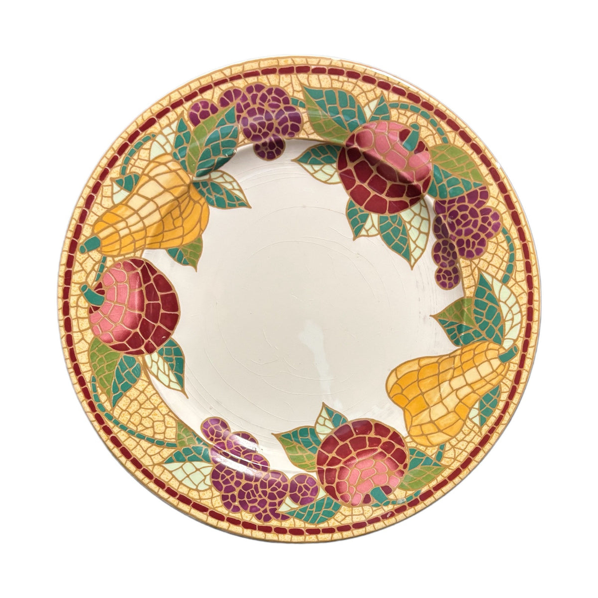 Pier 1 Imports MOSAIC FRUIT 2-Dinner Plates ITALY Earthenware Dinnerware