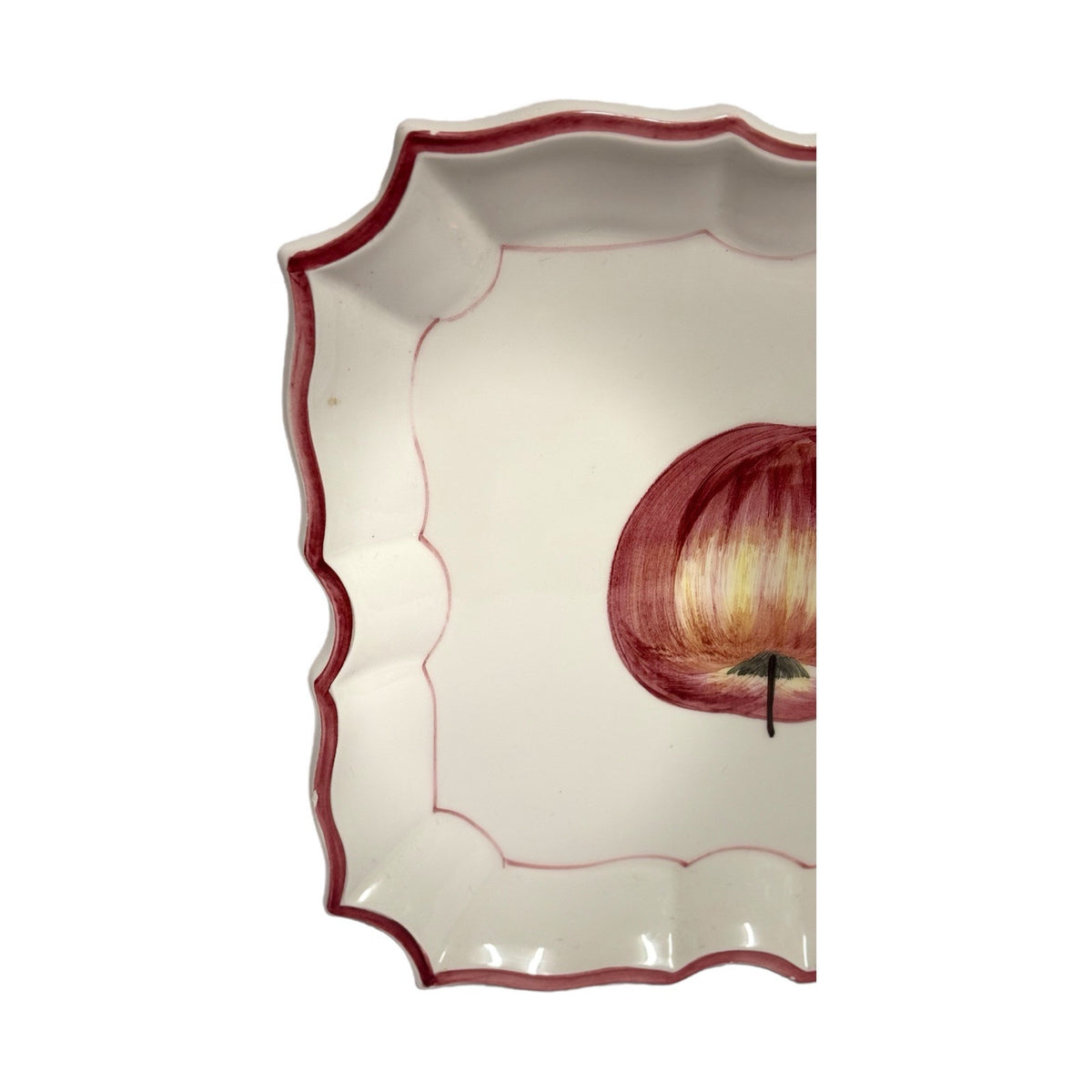 VIETRI 2-Plates Italy HandPainted DISAPPEARING APPLE Square Scalloped Wall Décor