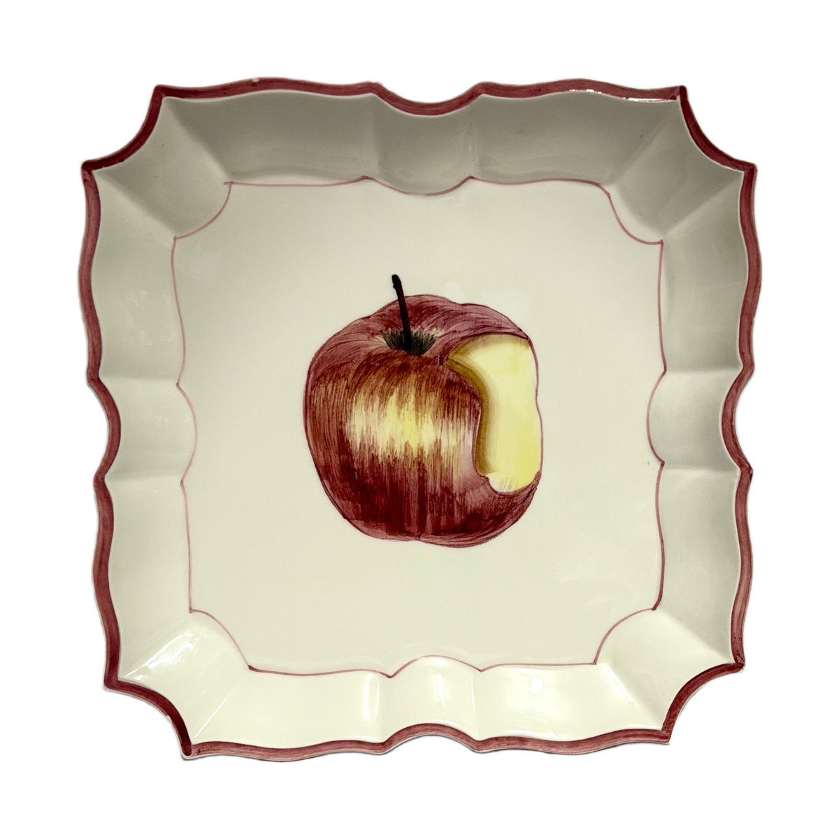 VIETRI 2-Plates Italy HandPainted DISAPPEARING APPLE Square Scalloped Wall Décor