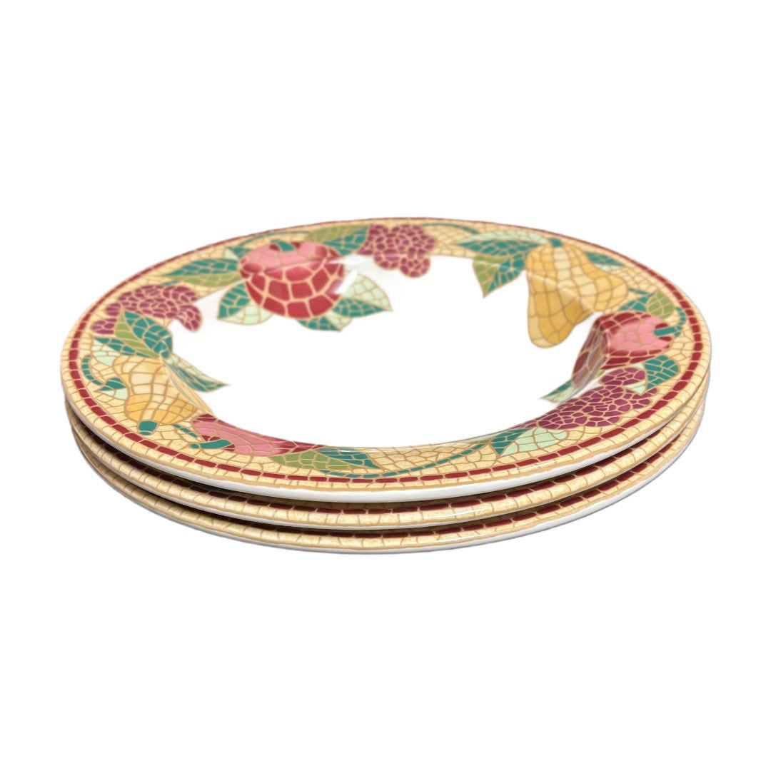 Pier 1 Imports MOSAIC FRUIT 3- Soup Bowls ITALY Earthenware Pasta Dishes
