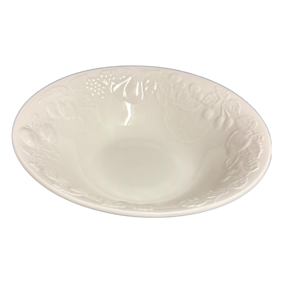 Gibson China Embossed Fruit Off- 10 1/8”D Ceramic Serving Bowl Vintage Dish