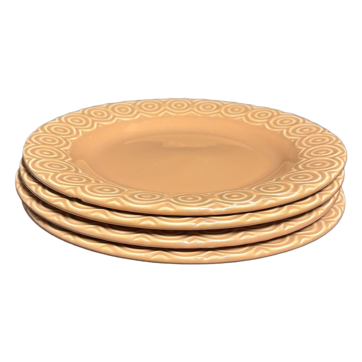 Crate & Barrel SIERRA 4-Dinner Plates Burnt Orange Terracotta Portugal Ceramic