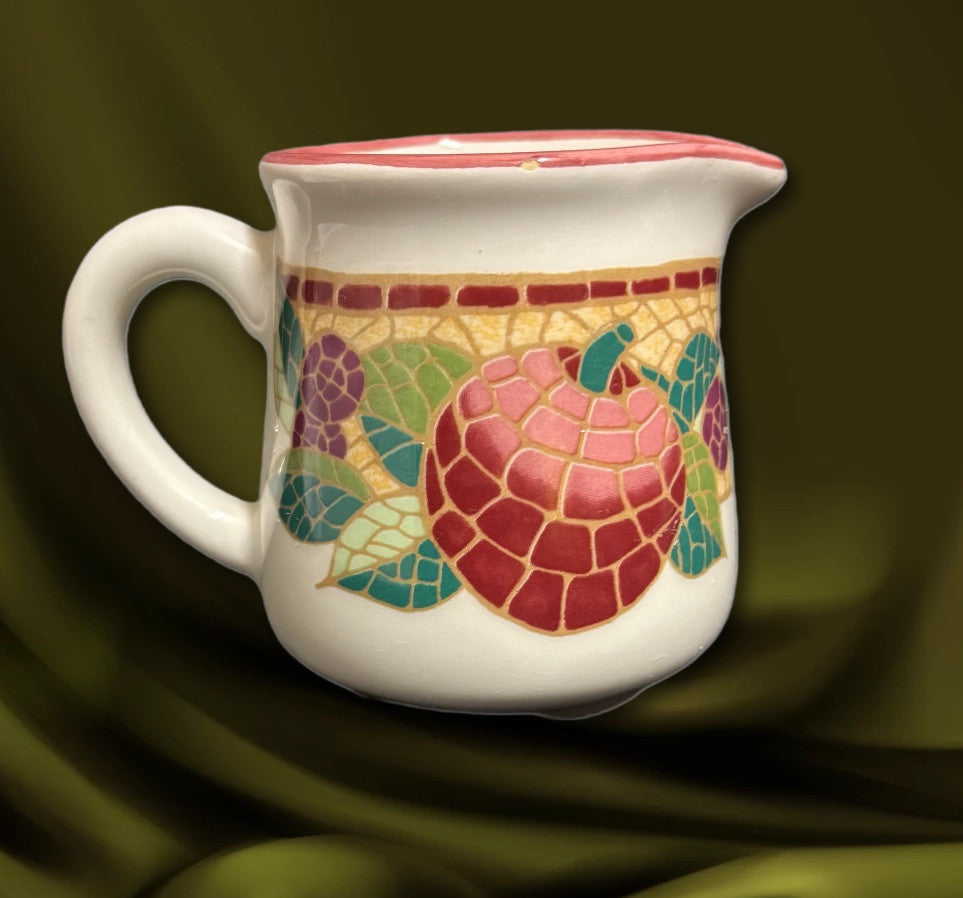 Pier 1 MOSAIC FRUIT Creamer Pitcher Italy Earthenware Milk Replacement Dish