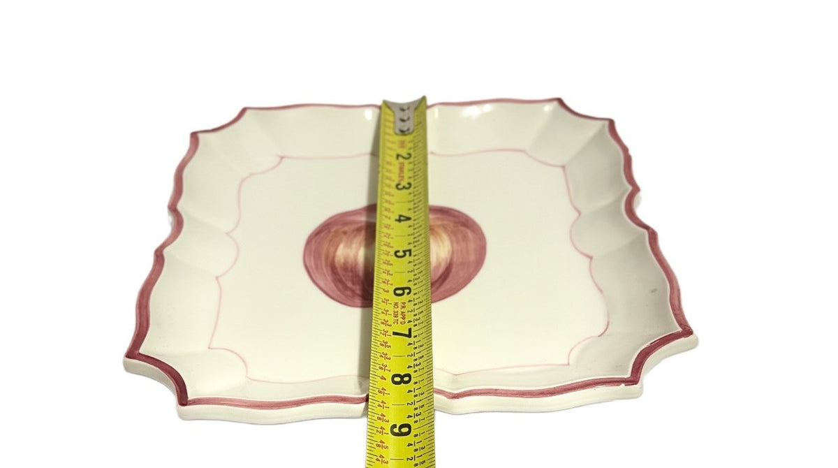 VIETRI 2-Plates Italy HandPainted DISAPPEARING APPLE Square Scalloped Wall Décor