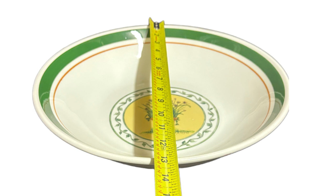 Vintage CIC Italy Set 1_Serving Bowl 4-Pasta Bowls Wild Herb Plant Green Border