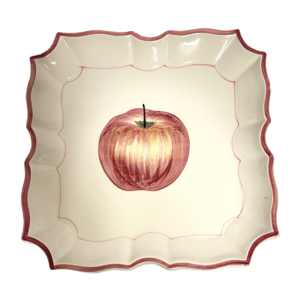 VIETRI 2-Plates Italy HandPainted DISAPPEARING APPLE Square Scalloped Wall Décor